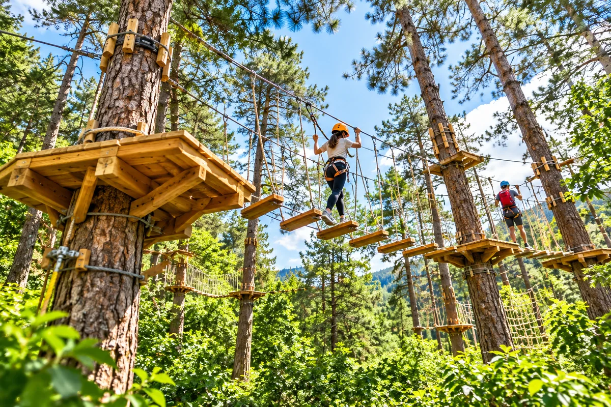 Kletterwald und Hochseilgarten im Wald
